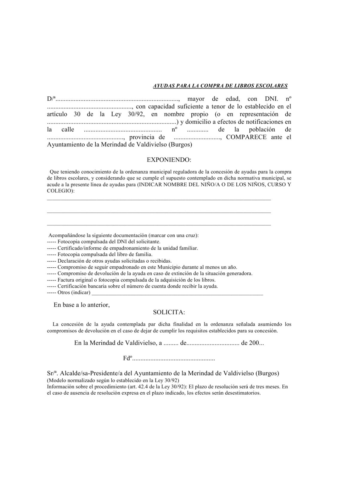Ayuda económica para material escolar.